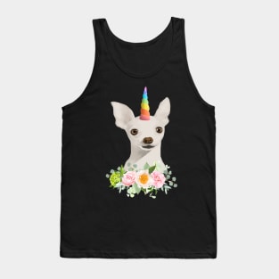 Cute Unicorn Puppy With Pastel Flowers Tank Top